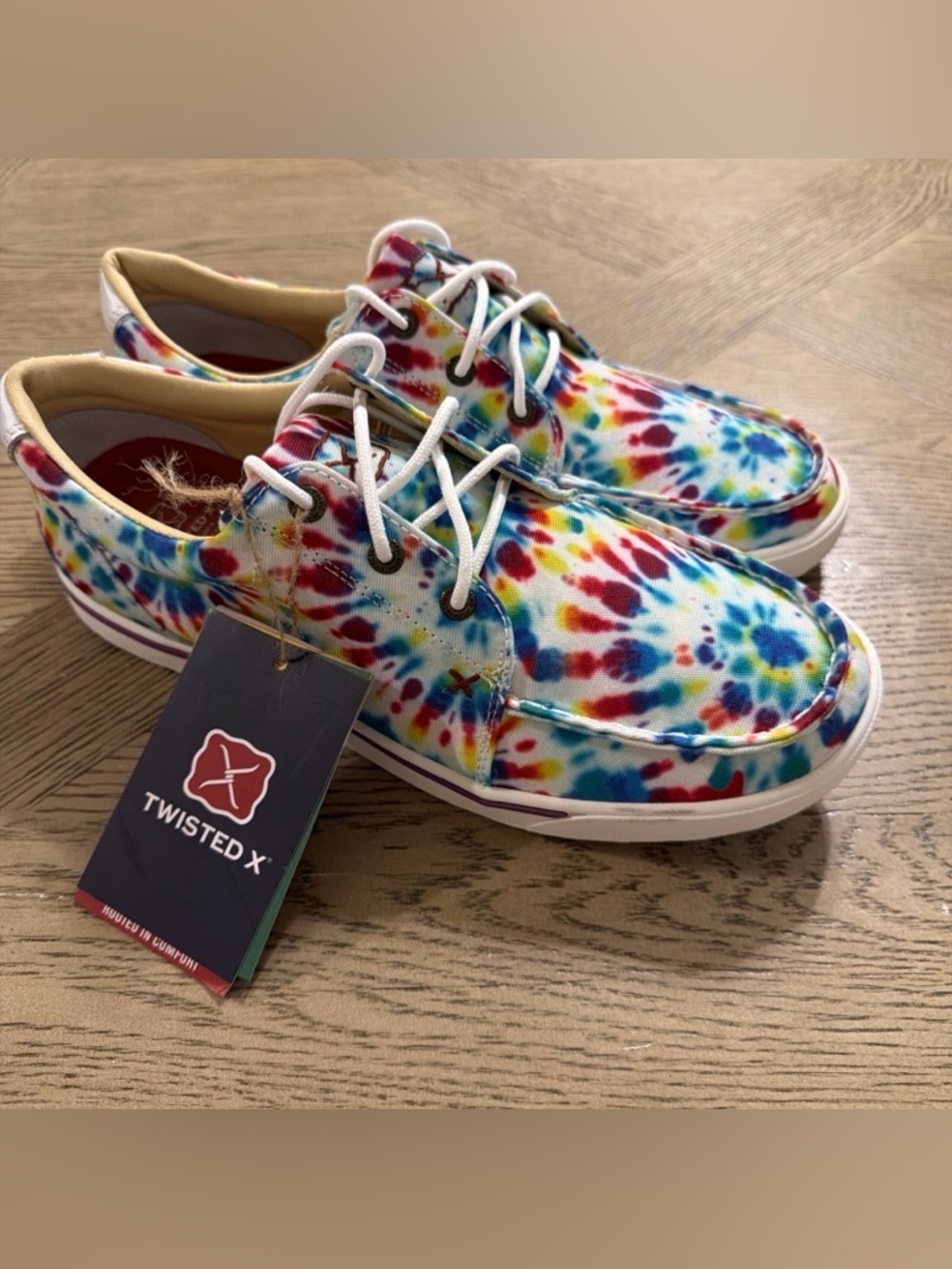 Twisted X Kicks Womens Size 9.5 Sneakers Shoes Multi Tie-Dye Moc Toe WCA0037